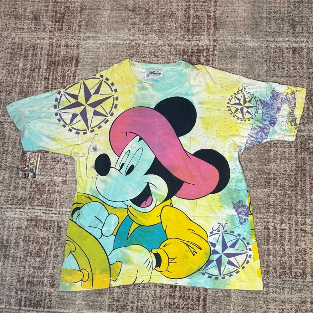 Vintage 90s Mickey Mouse Jerry Leigh Unisex XL Pastel Nautical Graphic Tee